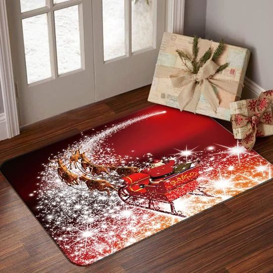 Paillasson De Noël 40x60 Cm – Motif Gnomes & Sapins, Antidérapant, Polyester, Pour Intérieur/Extérieur