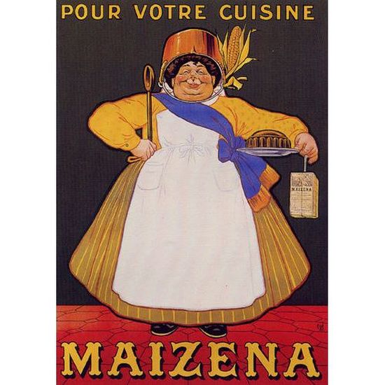 Plaque Déco Métal Vintage Maizena 15x21cm - Style Rétro Cuisine - Fabriquée En Italie