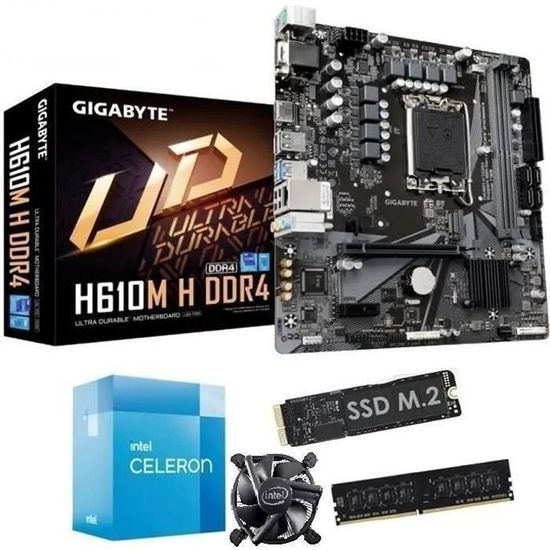 Kit Upgrade évolution PC - Carte mère Gigabyte + Intel G6900 + Ram 4 gigas