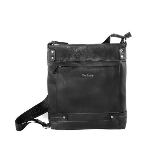 Sac Bandoulière Homme En Cuir Végétalien Pierre Cardin | 18x25x6 Cm | Fermeture Zippée Et Poches Organisées
