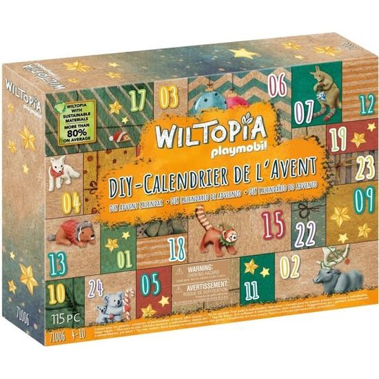 Calendrier de l'Avent PLAYMOBIL - Wiltopia Tour du Monde Animaux DIY - 115 pièces - A partir de 4 ans