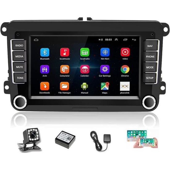 Autoradio Android 2 DIN 9" CarPlay Pour VW Passat Scirocco EOS - GPS, DAB+, Bluetooth