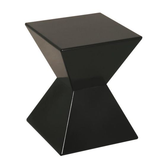 Table D'Appoint Design Swithome Doom - Pied Double Acier Chromé, Plateau Verre Trempé Noir