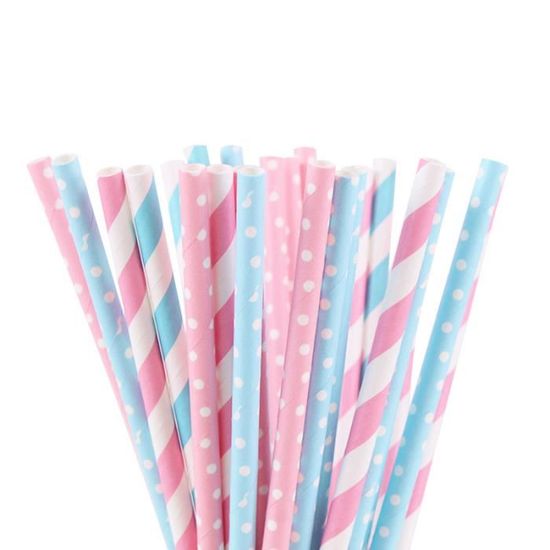 24 Boîtes à Popcorn En Papier - Design Rayé Rose Et Bleu - Pour Fêtes, Anniversaires, Cinéma Maison - 11,5x7,5 Cm
