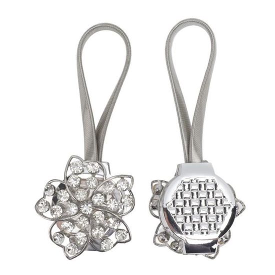 Attaches De Rideaux Bohème à Fleurs - Lot De 2, Réglables 360°, Sans Perçage, Couleur Beige