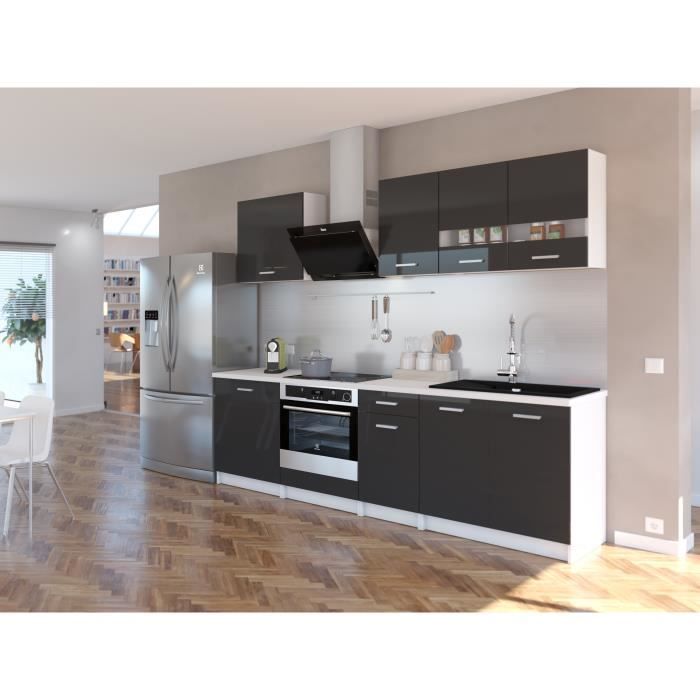 EXTRA - Cuisine complète L 240cm - Gris Laqué