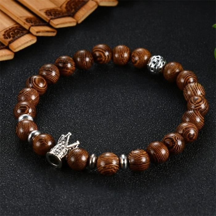 Bracelet De Prière Bouddhiste Tibétain En Bois De Santal Wengé - 113 Perles 8mm