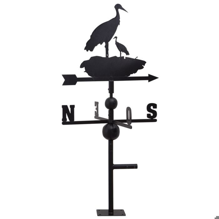 Girouette en fer forgé, motif nid de cigogne.