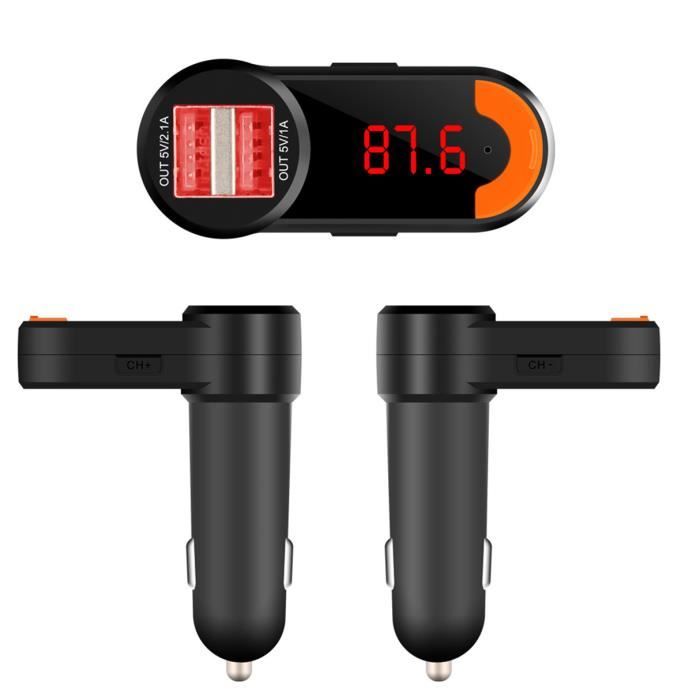 Chargeur de voiture Multi-fonction Bluetooth Dual Ports USB Car Charger avec appels émetteur FM mains libres BC10