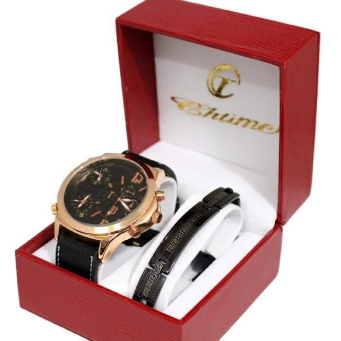 MONTRE HOMME MICHAEL JOHN GROS CADRAN TRIPLE AFFICHAGE ONLY THE BRAVE GOURMETTE COFFRET CADEAU