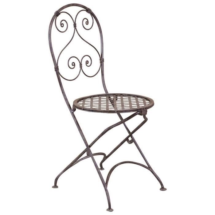 chaise pliantes en fer forgé fini rouille antique 40x45x94 cm