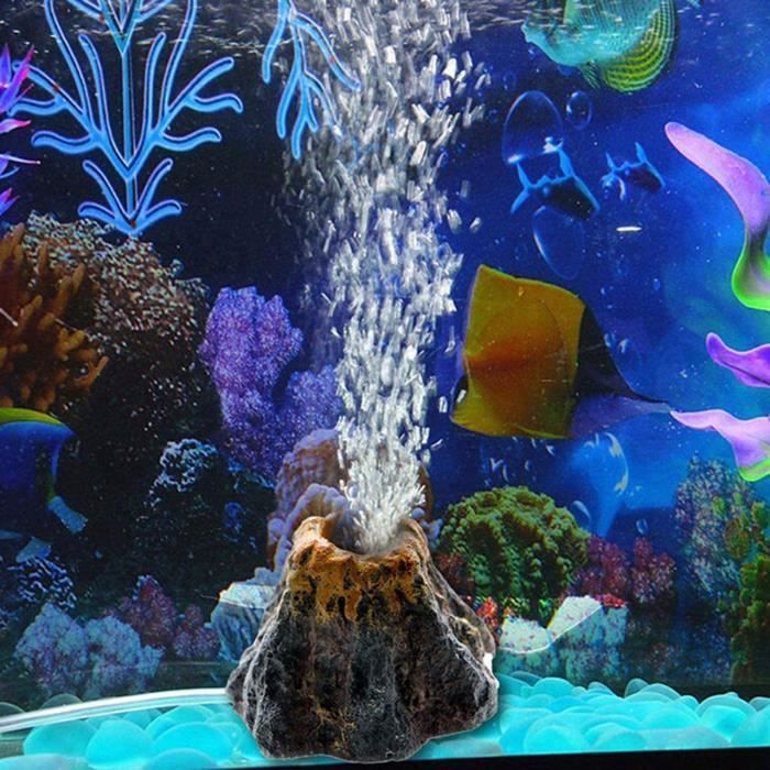 Décoration d'Aquarium Résine Volcan Pompe à Bulle d'air Spit Paysager Décoration Ornement