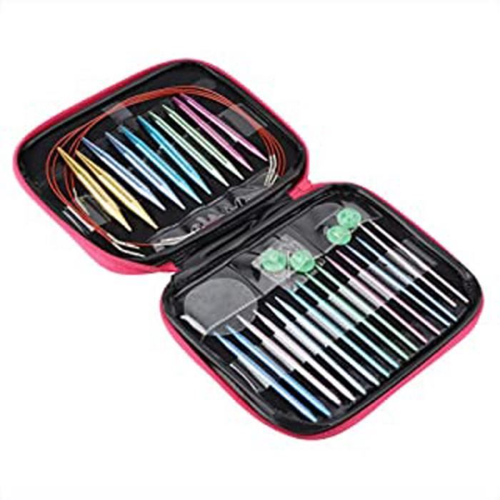 36Pcs 13 Paires Set Daiguilles Circulaires Interchangeables Aluminium, Aiguilles À Tricoter Circulaires Pour Chandail À Tricoter F