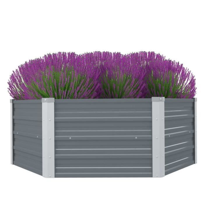 Economique Jardinière Bac à Fleurs 129 x 129 x 46 cm cm Acier galvanisé Gris