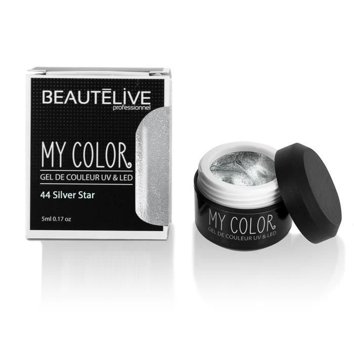 Beautélive Gel de couleur ongles UV et LED 44 - Silver Star , Pot 5ml