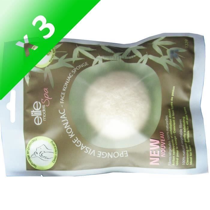 Lot De 3 - ELITE Eponge visage konjac