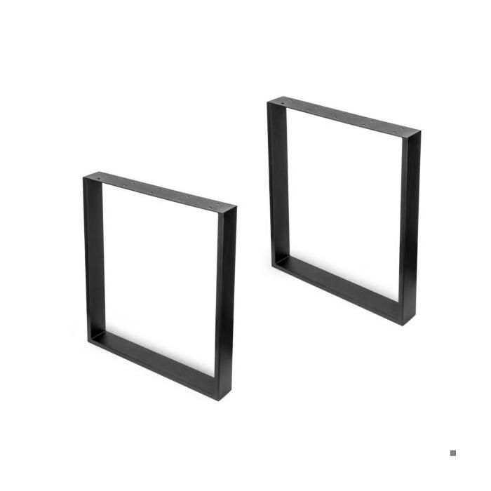 Jeu de deux pieds Square rectangulaires pour table - Largeur 600 mm - Noir