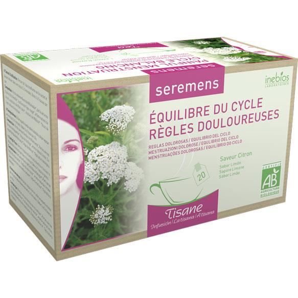 INEBIOS Séremens Tisane - Equilibre du cycle - Règles douloureuses - Boite de 20 sachets