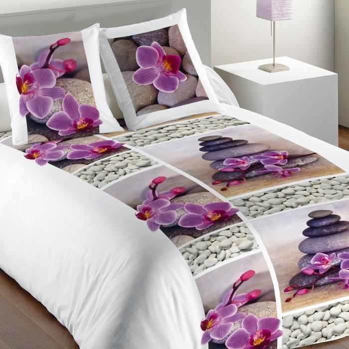 LES ATELIERS DU LINGE Parure de couette ZEN FLOWER 100% Coton 140x200