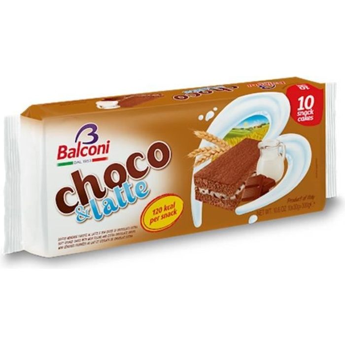 Biscuits génoises au chocolat au lait Balconi x10 - 300g