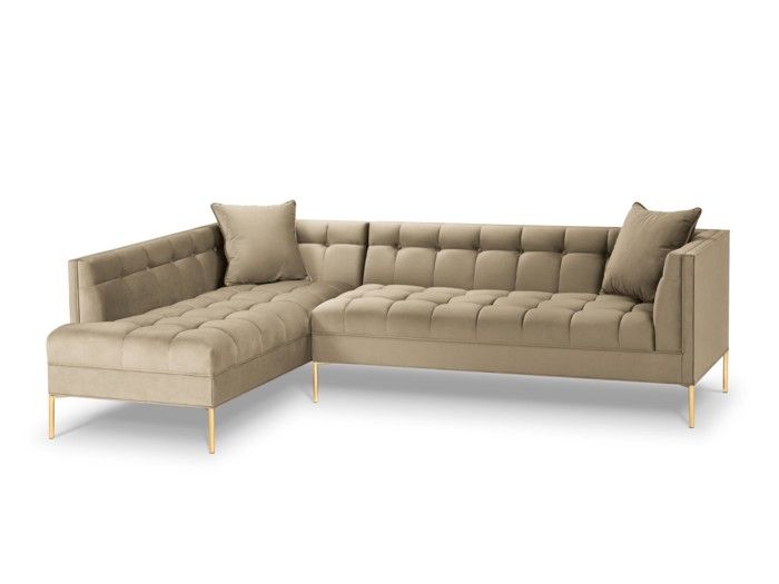 Canapé d'angle 5 places Beige Tissu