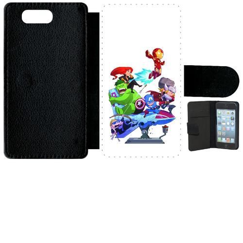 Etui à rabat xperia z3 compact - super heros cartoon - simili-cuir - noir