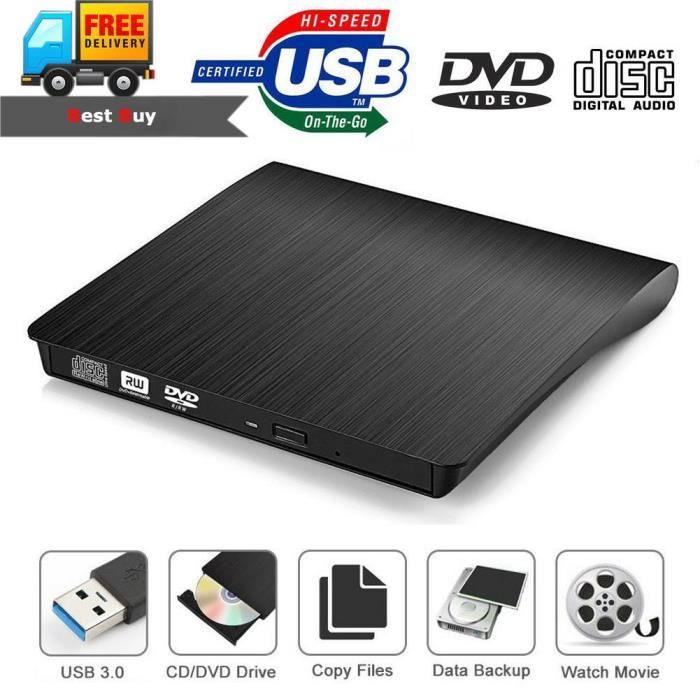 USB 3.0 Lecteur Externe De Graveur De CD DVD RW Pour Ordinateur Portable-PC-Mac,