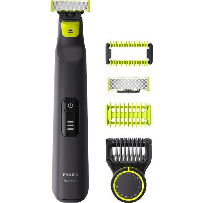 PHILIPS QP6530/99 - Rasoir/Tondeuse OneBlade PRO pour visage et corps Wet & Dry - 12 hauteurs de coupe - 3 sabots