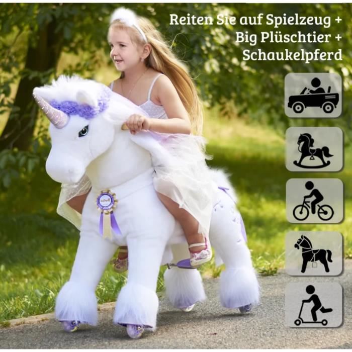 PonyCycle Modèle K Monter sur la Peluche Marche Animal Licorne avec corne violette pour 3 à 5 ans petit K31