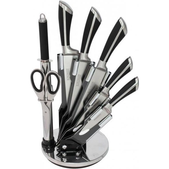 Bloc couteaux de cuisine noir 8 pièces Royalty-line