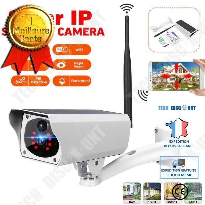 caméra surveillance wifi extérieure alimentation panneau solaire HD 1080P à distance étanche dispositif sécurité domicile jardin