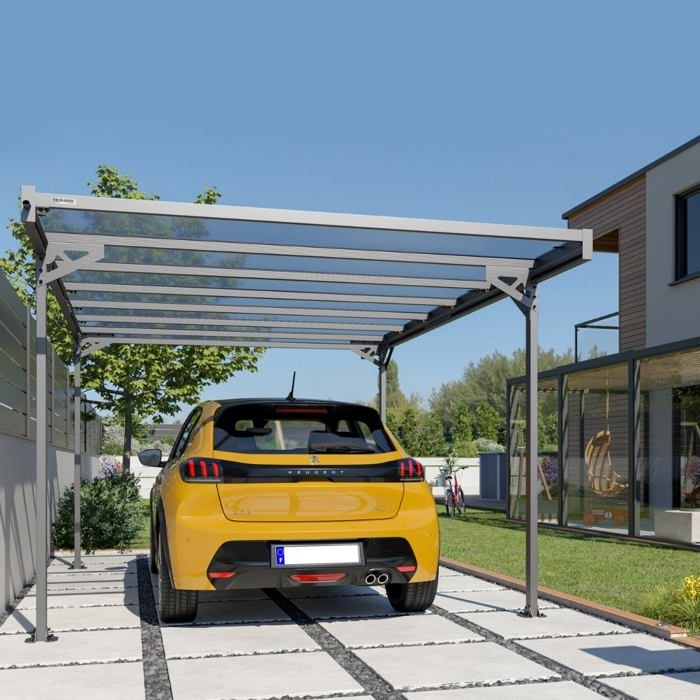 TRIGANO Carport Mistral en aluminium et polycarbonate 15,30 m² - Gris anthracite