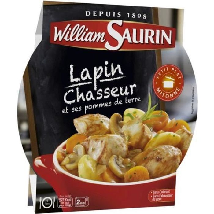 WILLIAM SAURIN Lapin chasseur et ses pommes de terre - 280g