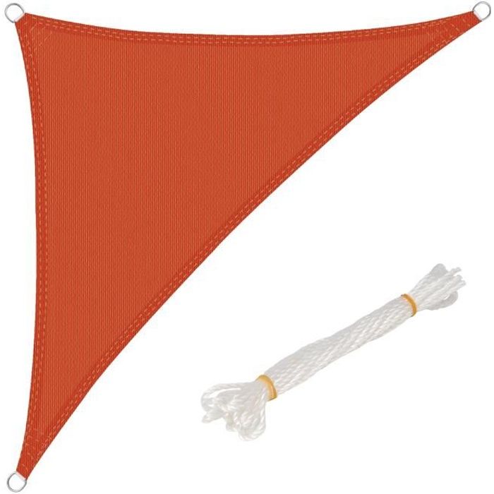 WOLTU Voile d’ombrage triangulaire en HDPE,protection contre le soleil avec protection UV pour jardin-terrasse, 3x3x4.25 m, Terre