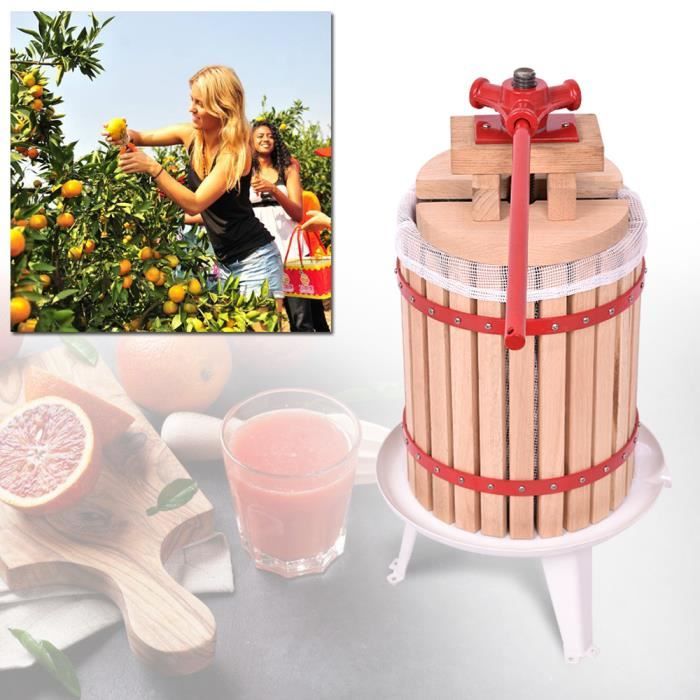 Pressoir à Fruits 18L Broyeuse à Fruits de Acier Inoxydable Presse-Fruits Pressage Aver Sacs pressoir pour Vin Cidre Broyage Fruits