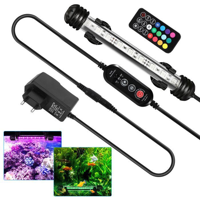 Lampe LED Pour Aquarium 8W - Étanche, 3 Modes De Luminosité, Bras Réglable à 360° - Pour Aquariums D'Eau Douce Et D'Eau De Mer Jusqu'à 15.5 Cm De Bord - 2