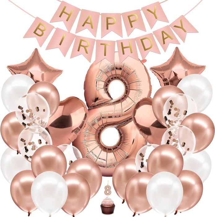 Bougies Anniversaire Déco Anniversaire Fille 8 Ans - Couronne, Écharpe