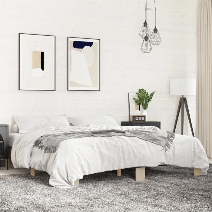 vidaXL Bed Frame Sonoma Oak 200x200 cm Engineered Wood and