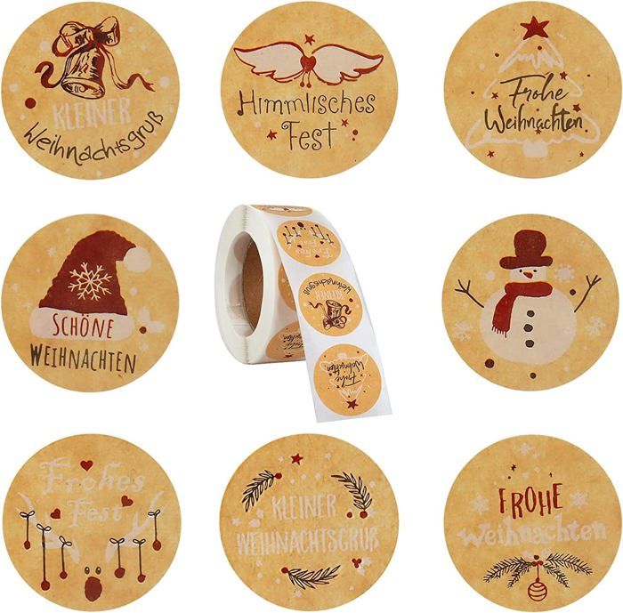 50 Autocollants De Noël - Motifs Hiver, Sapins, Rennes - Pour Sacs Cadeaux, Enveloppes, Déco Festive