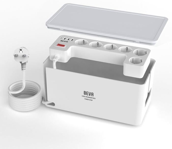 Multiprise Sécurisée 24 En 1 Beva – 18 Prises + 6 USB, Anti-surtension, Ignifuge, Super Pratique !
