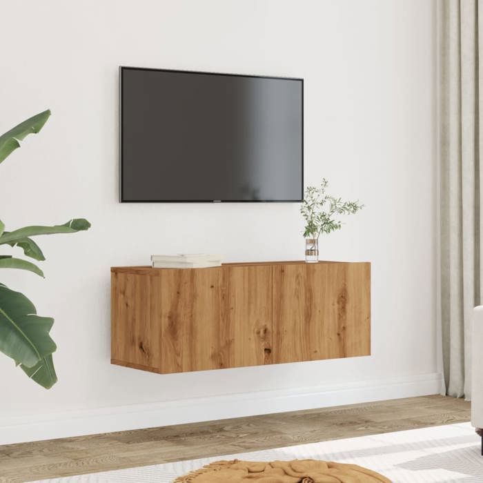 vidaXL Meubles TV muraux 2 pcs chêne artisanal 80x30x30 cm support TV armoire média console TV meuble HiFi centre de 857016