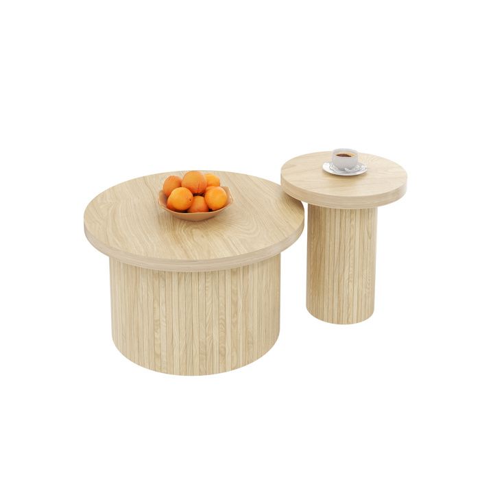Nouvelle table basse épaissie au design moderne double table ronde table dappoint en bois naturel. Table de salon