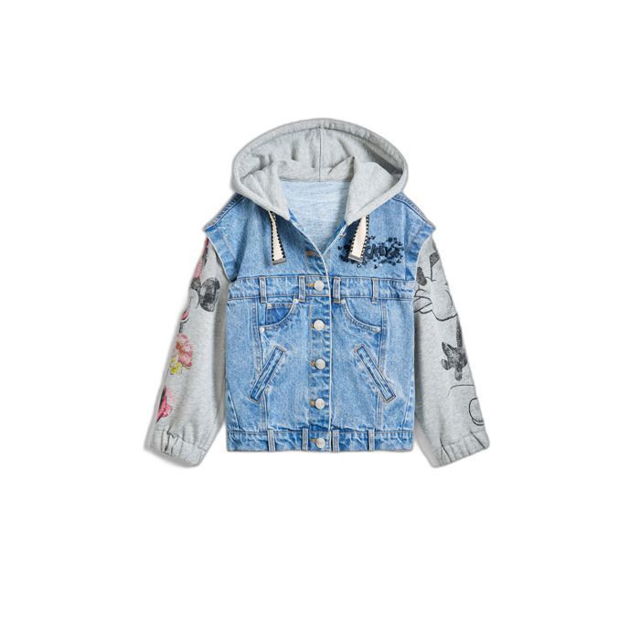 Veste à capuche en jean fille Desigual Minnie bleu Cdiscount