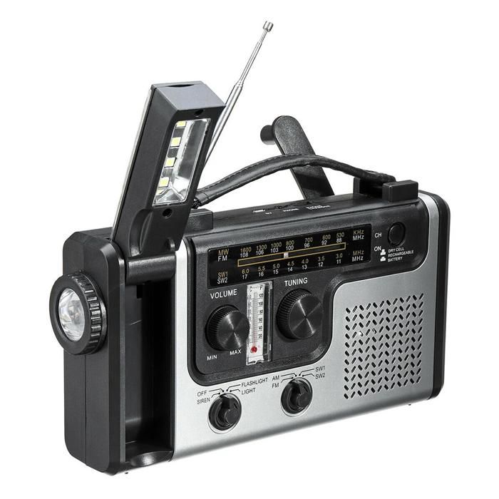 Radio durgence solaire portable à manivelle DAB + BT FM alarme SOS 5000 mAh lampe de lecture