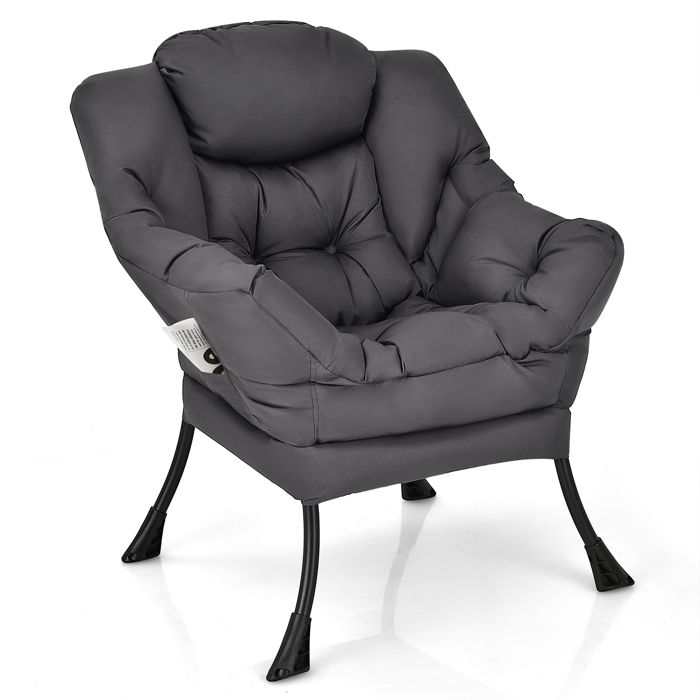 Fauteuil Moderne-GIANTEX-Chaise Rembourrée avec Repose-tête Poche Latérale-pour Salon Bureau Chambre-75 X 81 X 94 5 CM-Gris Fauteuil Moderne-GIANTEX-Chaise Rembourrée avec Repose-tête Poche Latérale-pour Salon Bureau Chambre-75 X 81 X 94 5 CM-Gris