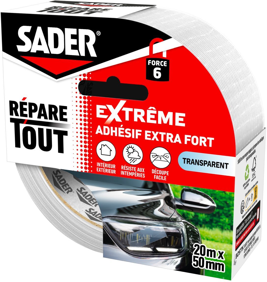 Ruban adhésif extra fort 20 x 50 mm Sader Répare Tout Extrême
