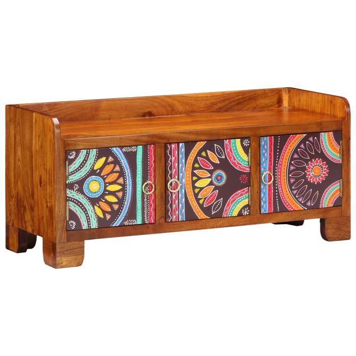 KALISSE Banc à chaussures Meuble de Rangement - 90x35x40 cm - Bois massif dacacia 24027