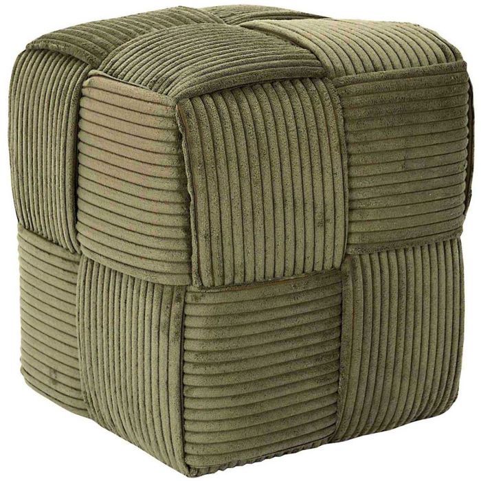 Pouf - HOME DECO FACTORY - Scott - Côtelé - Tressé - Vert