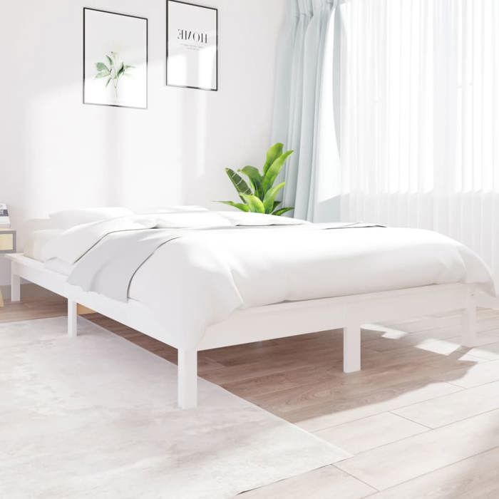 LEMON*Structure de lit - 2 Personnes lit dappoint blanc 140x190 cm bois de pin massif SOLOMON2429 Août