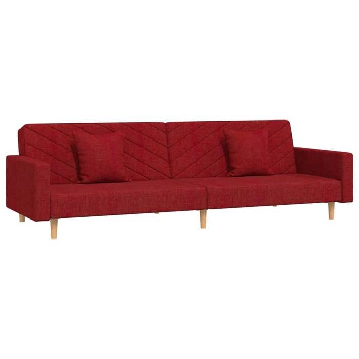 Canapé convertible 2 places - GKK - clic clac - avec deux oreillers - rouge bordeaux tissu L 220xP 84.5xH 69 cm @256